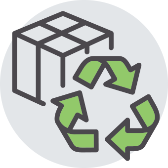 illustration of a box and a recycle symbol